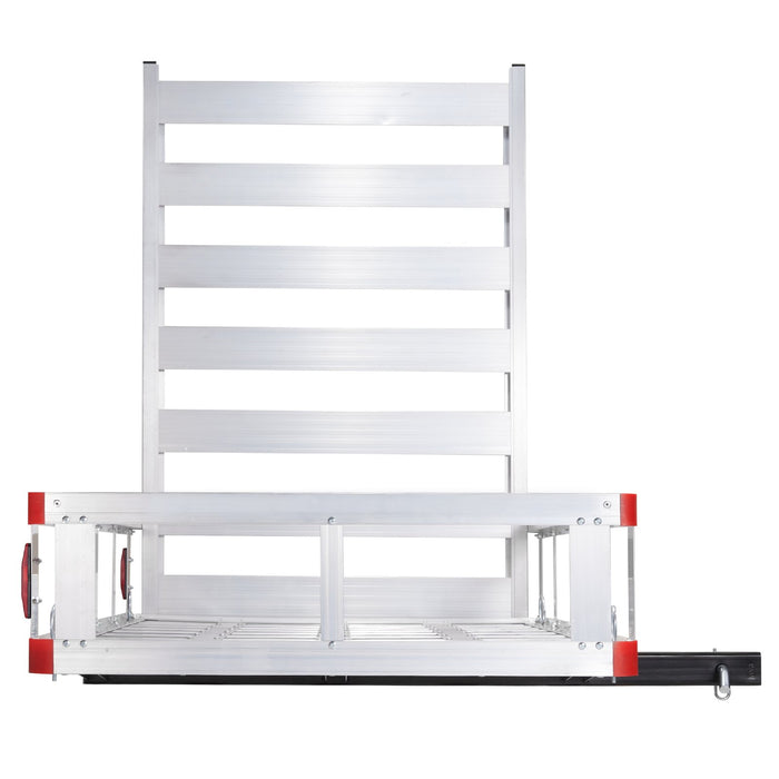 VEVOR 50 x 29.5 x 8.7 in Hitch Cargo Carrier, 500lb Capacity Trailer Hitch Mount Aluminum Cargo Basket with Folding Ramp, Luggage Carrier Rack Fits 2" Hitch Receiver for SUV Truck Pickup Camping