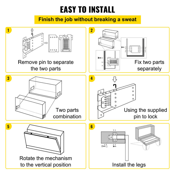 VEVOR DIY Murphy Bed Springs Mechanism Hardware Kit Horizontal for Twin Size Bed