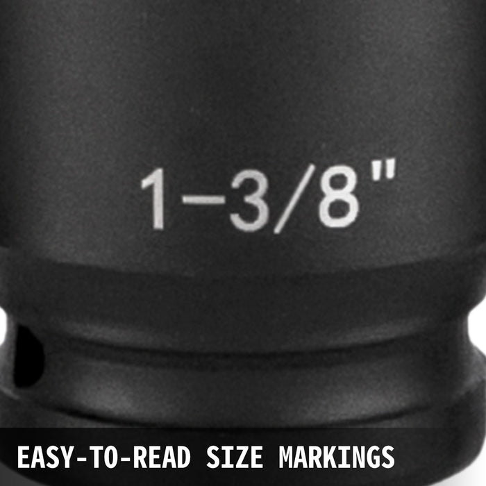 VEVOR Impact Socket Set 1/2 Inches 19 Piece Impact Sockets, Standard Socket Assortment, 1/2 Inches Drive Socket Set Impact Standard SAE (3/8 Inches to 1-1/2 Inches) 6-point Hex Sockets