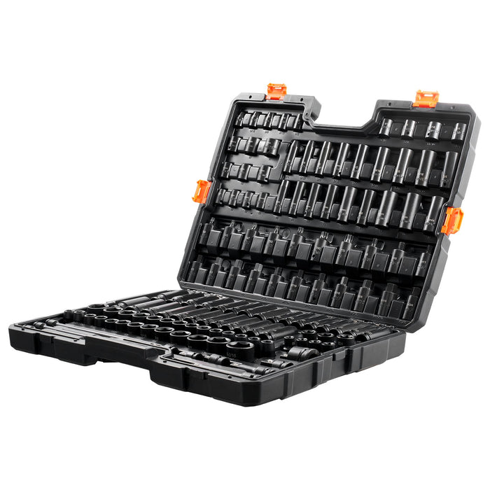 VEVOR Impact Sockets Set 130PCS 6-Point 3/8" & 1/2" Drive Bit Ratchet Tool Kit