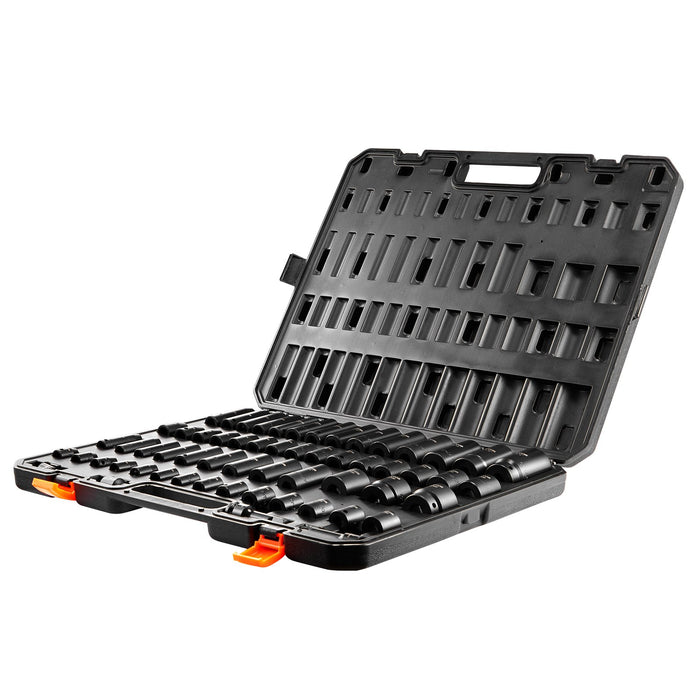 VEVOR Impact Sockets Set 59pcs 6-Point 3/8" & 1/2" Drive Bit Ratchet Tool Kit
