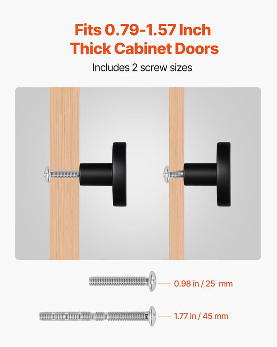 Cabinet Knobs, 10 Pack, 32 mm Black Zinc Alloy Drawer Pulls & Door Handles, Mushroom Kitchen Solid Knobs Dresser Handles, Cupboard Hardware with Screws for Bathroom Closet Cabinets and Drawers