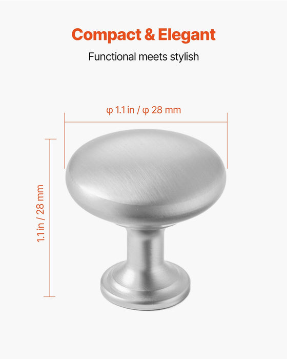 Cabinet Knobs, 25 Pack, 28 mm Zinc Alloy Drawer Pulls Door Handles, Mushroom Kitchen Solid Knobs Dresser Handles, Cupboard Hardware with Screws for Bathroom Closet Cabinets Drawers, Nickel Color