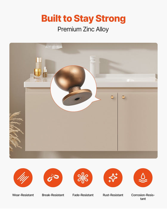 Cabinet Knobs, 12 Pack, 25 mm Zinc Alloy Drawer Pulls Door Handles, Round Kitchen Dresser Solid Knobs Cupboard Hardware with Screws for Bathroom Closet Cabinets Drawers, Antique Brass Color
