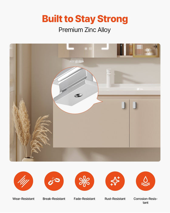 Cabinet Knobs, 10 Pack, 36 mm Zinc Alloy Drawer Pulls Door Handles, Rectangular Kitchen Dresser Solid Knobs, Cupboard Hardware with Screws for Bathroom Closet Cabinets Drawers, Chrome Color