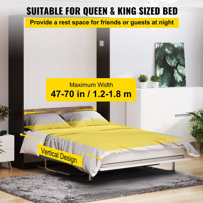 Murphy Mounting Wall Springs Mechanism, Heavy Duty Support Hardware DIY Kit, Bed Springs Mechanism Ideal for King Queen Bed (Vertical), White