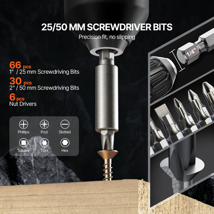 VEVOR Drill Bit Set, 246 Pieces Drill and Driver Bit Set, Screwdriver Bit Set Suitable for Wood Metal Cement Drilling and Screw Driving, Drill Bit Sets Combo Kit Assorted in Organized Carrying Case