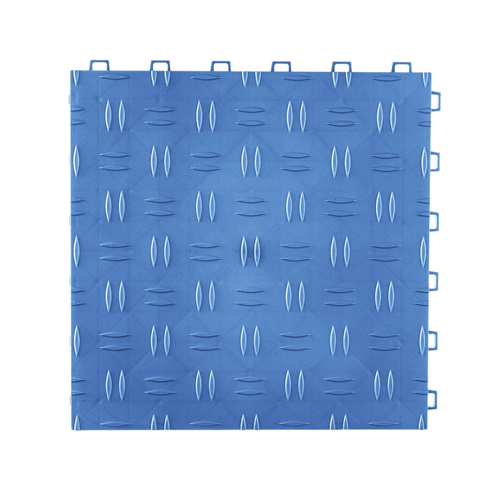 Garage Tiles Interlocking, 305 x 305 x 13.4 mm 50 Pack Garage Floor Covering Tiles, Non-Slip Double-Sided Texture Garage Flooring Tiles, for Garages, Basements, Repair Shops, Blue
