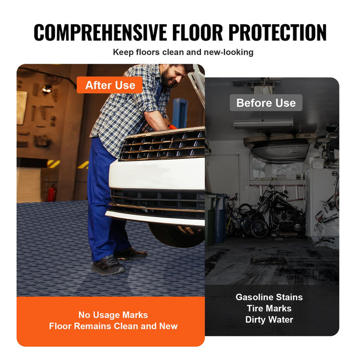 VEVOR Garage Tiles Interlocking, 12 x 12 x 0.53 inch 50 Pack Garage Floor Covering Tiles, Non-Slip Double-Sided Texture Garage Flooring Tiles, for Garages, Basements, Repair Shops, Graphite Gray