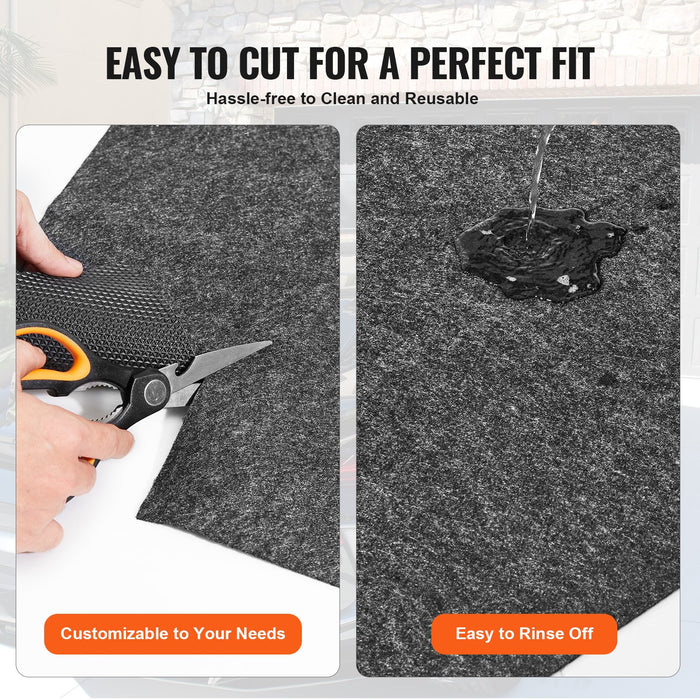 VEVOR Garage Floor Mat, 2.3 x 5.79 M Waterproof Protection from Water,Snow, Rain,Mud and Oil for Cars, Non-slip Heavy Duty Containment Mat with TPE Anti-Leak Backing & Easy to Clean & Cuttable