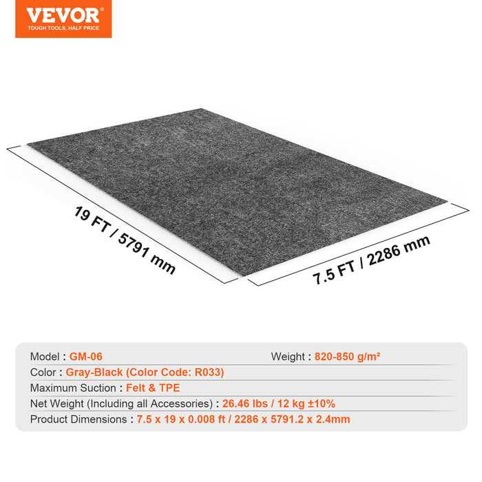 VEVOR Garage Floor Mat, 2.3 x 5.79 M Waterproof Protection from Water,Snow, Rain,Mud and Oil for Cars, Non-slip Heavy Duty Containment Mat with TPE Anti-Leak Backing & Easy to Clean & Cuttable