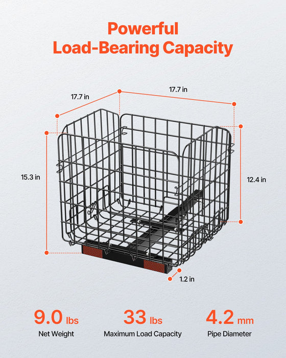 VEVOR Scooter Rear Basket, Folding Metal Wire Basket, Heavy Duty & Spacious Cargo Basket, Works with 1-inch Receiver, Compatible with Most Golden, Drive & Pride Mobility Scooter