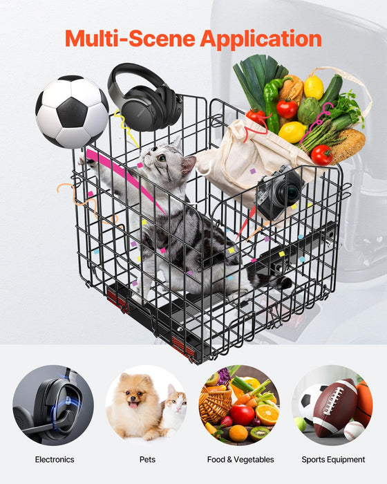 VEVOR Scooter Rear Basket, Folding Metal Wire Basket, Heavy Duty & Spacious Cargo Basket, Works with 1-inch Receiver, Compatible with Most Golden, Drive & Pride Mobility Scooter