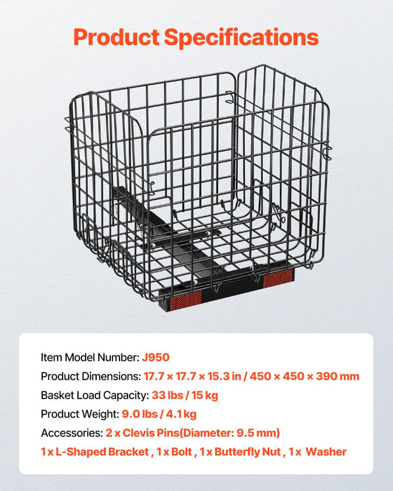 VEVOR Scooter Rear Basket, Folding Metal Wire Basket, Heavy Duty & Spacious Cargo Basket, Works with 1-inch Receiver, Compatible with Most Golden, Drive & Pride Mobility Scooter