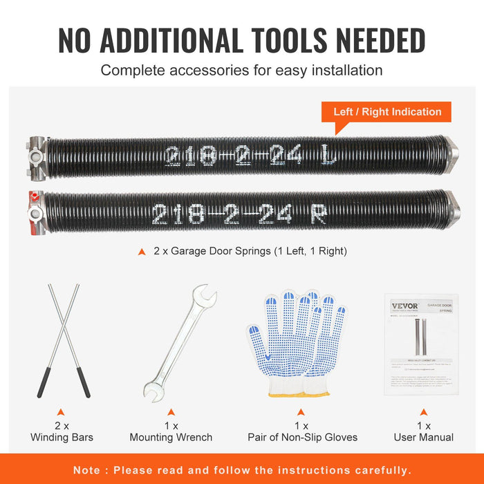 Garage Door Torsion Springs, Pair of 5.54 x 50.8 x 610 mm, 16000 Cycles, Garage Door Springs with Non-Slip Winding Bars, Gloves and Mounting Wrench, Electrophoresis Coated for Replacement