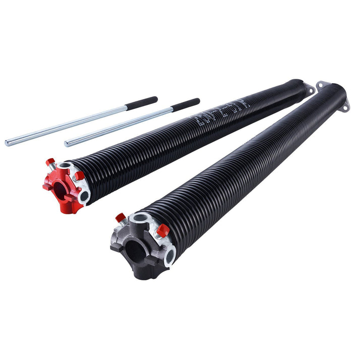Garage Door Torsion Springs, Pair of 6.35 x 50.8 x 787 mmn, 16000 Cycles, Electrophoresis Black Coated for Replacement, Garage Door Springs with Non-Slip Winding Bars, Gloves and Mounting Wrench