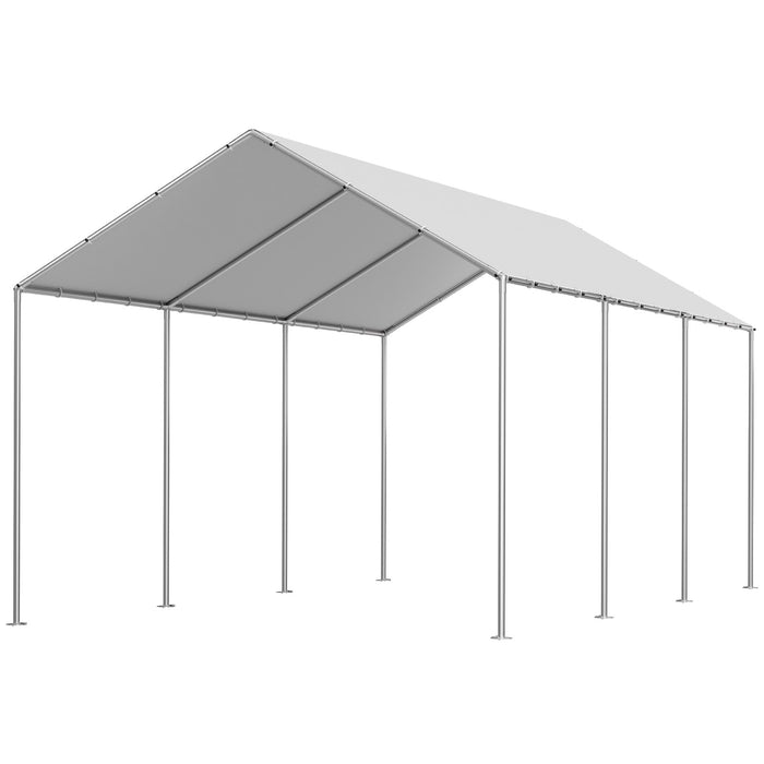 VEVOR Carport Replacement Canopy, 6 x 3 m Potable Garage Tent Top Tarp, UV-Resistant & Waterproof Car Shelter Tarp, Heavy Duty Car Port Cover with Ball Buggees, Grey, Frame Not Included