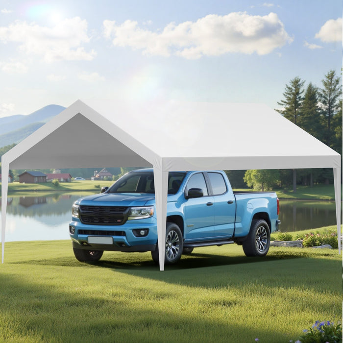 VEVOR Carport Replacement Canopy, 6 x 3.6 m Potable Garage Tent Top Tarp, UV-Resistant & Waterproof Car Shelter Tarp, Heavy Duty Car Port Cover with Ball Buggees, White, Frame Not Included