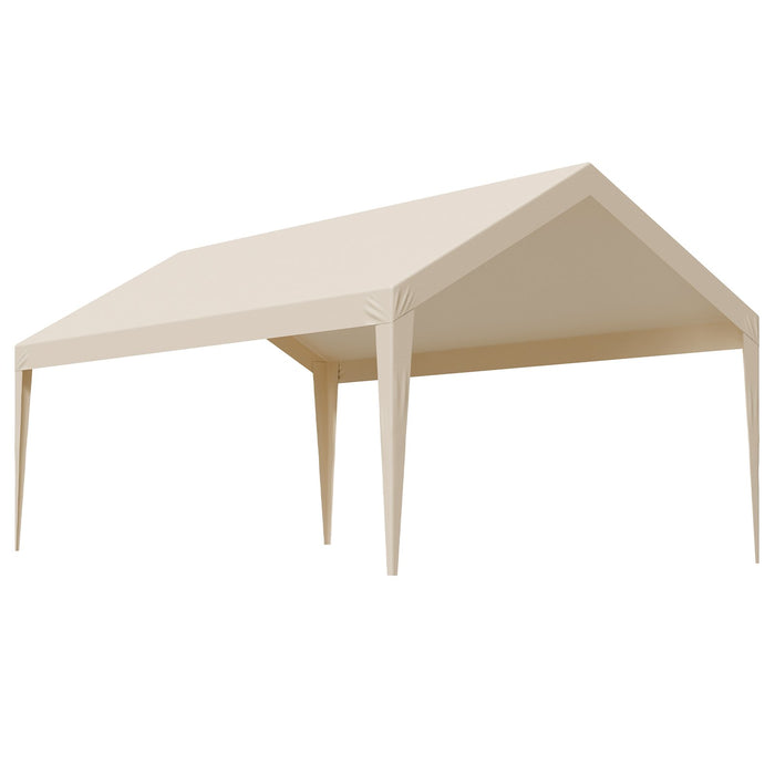 VEVOR Carport Replacement Canopy, 6 x 3.6 m Potable Garage Tent Top Tarp, UV-Resistant & Waterproof Car Shelter Tarp, Heavy Duty Car Port Cover with Ball Buggees, Beige, Frame Not Included