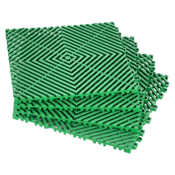 Interlocking Drainage Mat, 50 Pcs Modular Interlocking Cushion, 31 x 31 cm Splicing Drainage Mats, Non-Slip Green PP Drainage Floor Tile and Shower Mat, for Garage, Garden, Kitchen & Outdoor
