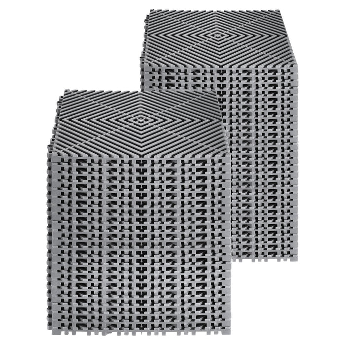 VEVOR Interlocking Drainage Mat, 31 x 31 cm Modular Interlocking Cushion, 50 Pcs Splicing Drainage Mats, Non-Slip Gray PP Drainage Floor Tile and Shower Mat, for Garage, Garden, Kitchen & Outdoor
