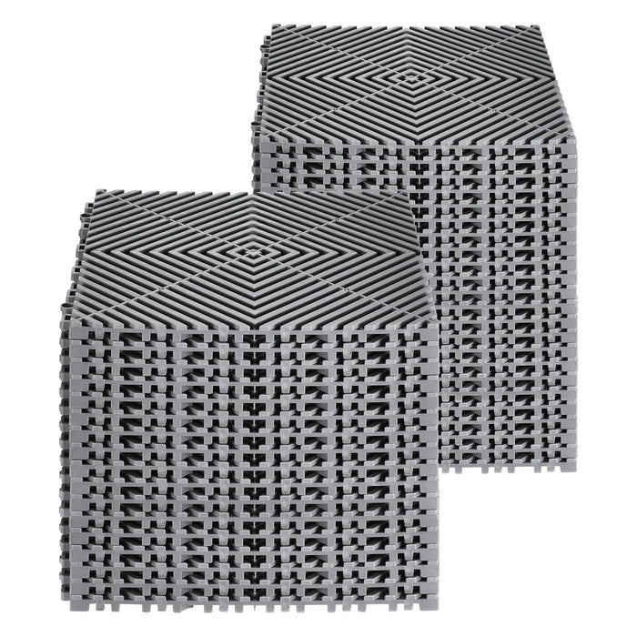 VEVOR Interlocking Drainage Mat, 31 x 31 cm Modular Interlocking Cushion, 40 Pcs Splicing Drainage Mats, Non-Slip Gray PP Drainage Floor Tile and Shower Mat, for Garage, Garden, Kitchen & Outdoor