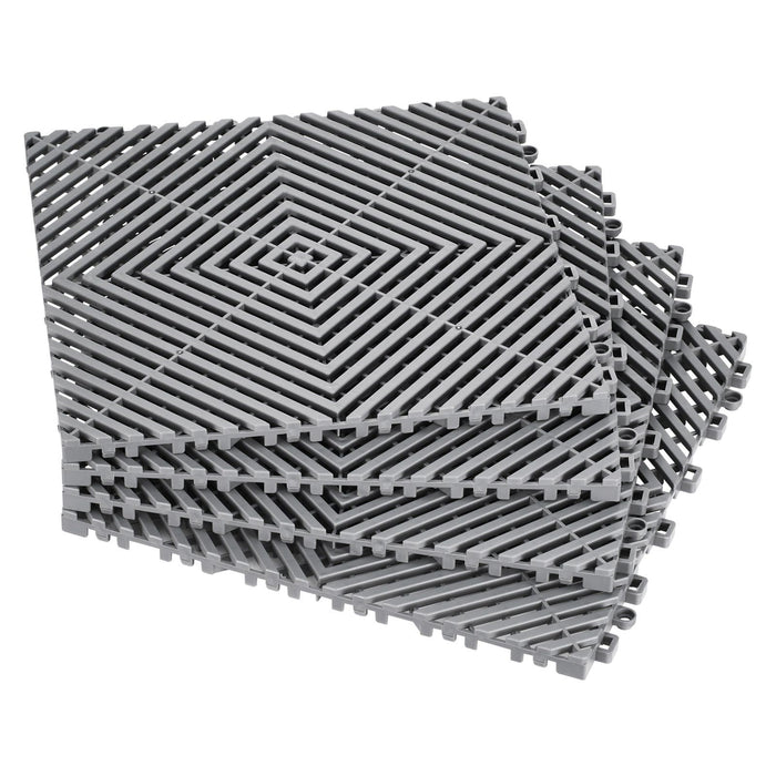 Interlocking Drainage Mat, 31 x 31 cm Modular Interlocking Cushion, 12 Pcs Splicing Drainage Mats, Non-Slip Gray PP Drainage Floor Tile and Shower Mat, for Garage, Garden, Kitchen & Outdoor