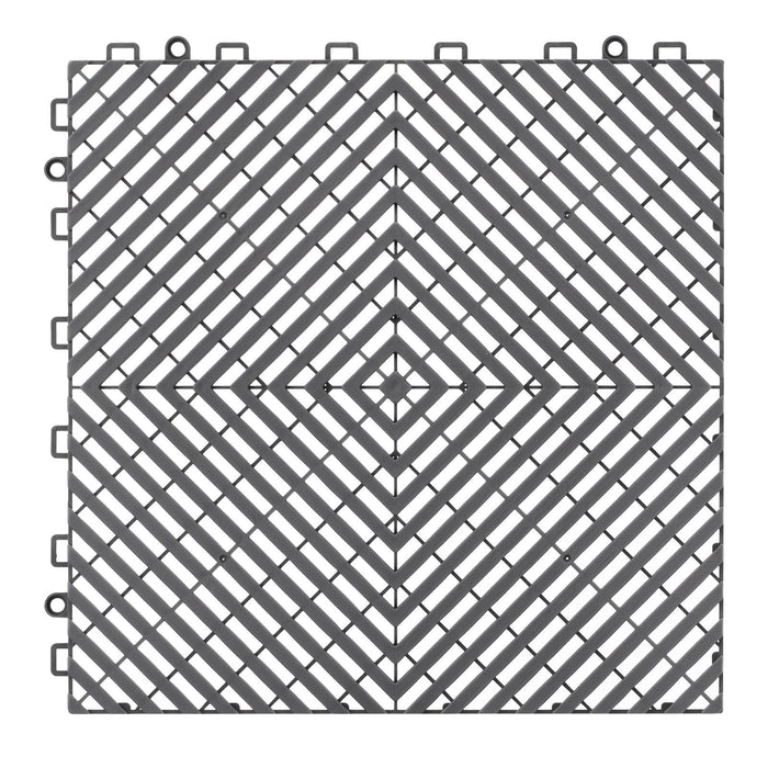 Interlocking Drainage Mat, 31 x 31 cm Modular Interlocking Cushion, 12 Pcs Splicing Drainage Mats, Non-Slip Gray PP Drainage Floor Tile and Shower Mat, for Garage, Garden, Kitchen & Outdoor
