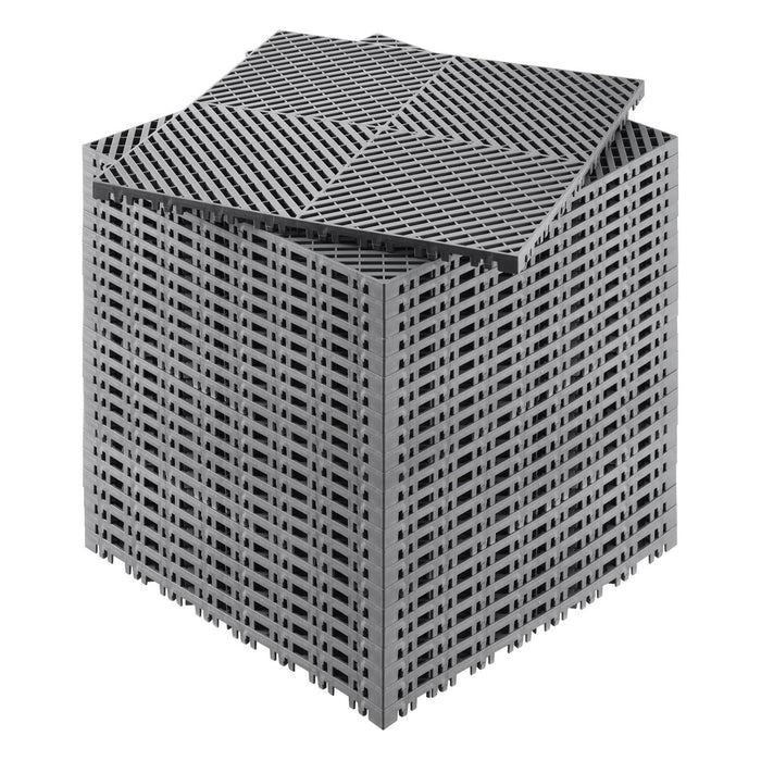Interlocking Drainage Mat, 41.5 x 41.5 cm Modular Interlocking Cushion, 24 Pcs Splicing Drainage Mats, PP Non-Slip Drainage Floor Tile and Shower Mat, for Garage, Garden, Kitchen & Outdoor