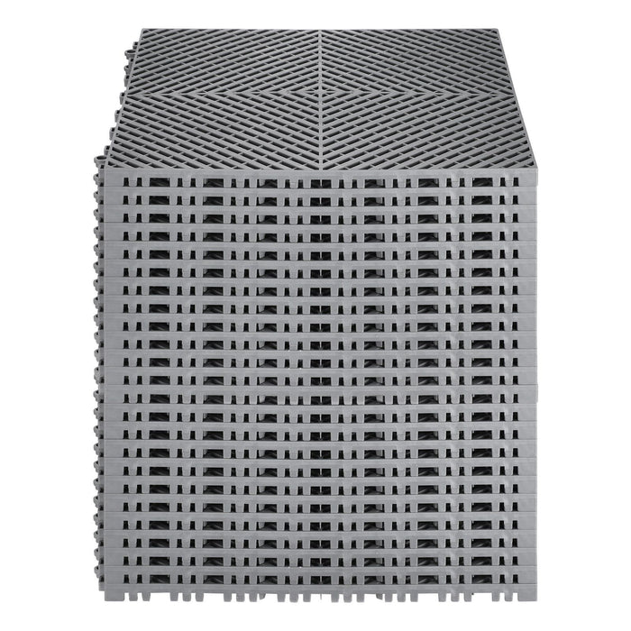 Interlocking Drainage Mat, 41.5 x 41.5 cm Modular Interlocking Cushion, 24 Pcs Splicing Drainage Mats, PP Non-Slip Drainage Floor Tile and Shower Mat, for Garage, Garden, Kitchen & Outdoor