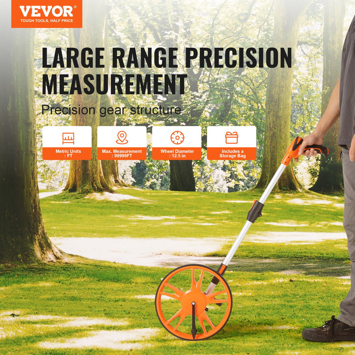 VEVOR Measuring Wheel 12.5â€?Road Runner Distance Telescoping Handle w/ Back Bag