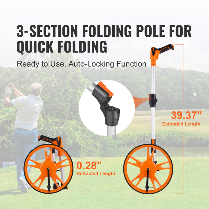 VEVOR Measuring Wheel 12.5â€?Road Runner Distance Telescoping Handle w/ Back Bag