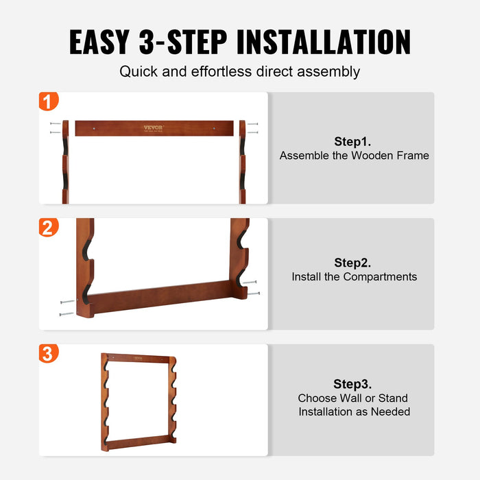 VEVOR Gun Rack, Wood Gun Rack Wall Mount, Gun Display Rack holds 5 Rifles, Shotguns, 132 lb Heavy Duty Wall Storage Display Rifle Rack with Soft Padding