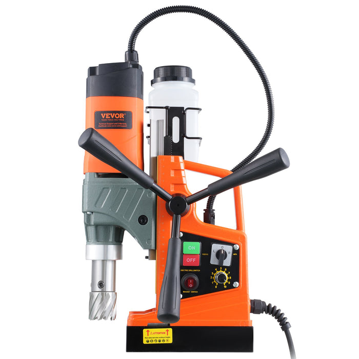 VEVOR Magnetic Drill, 1450W Motor 1.6 in Boring Diameter, 2810 lbf Portable Electric Mag Drill Press, with 2 Coring Bits, Variable Speed, Drilling Machine for Metal Surface, Home Improvement Industry