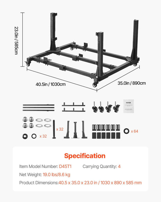 Jeep Door Storage Cart, 4 Doors Moveable Storage Cart Rack with Thickened Rubber Cushion, Sturdy Car Door Holder Cart Fit for Jeep Wrangler JK JKU JL Gladiator