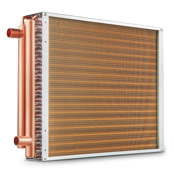 Heat Exchanger Water to Air, 18"x 20" with 3-Row 3/8" Copper Ports, 242 Aluminum Fins Heat Exchanger for Outdoor Wood Furnaces, Residential Heating and Cooling, and Forced Air Heating