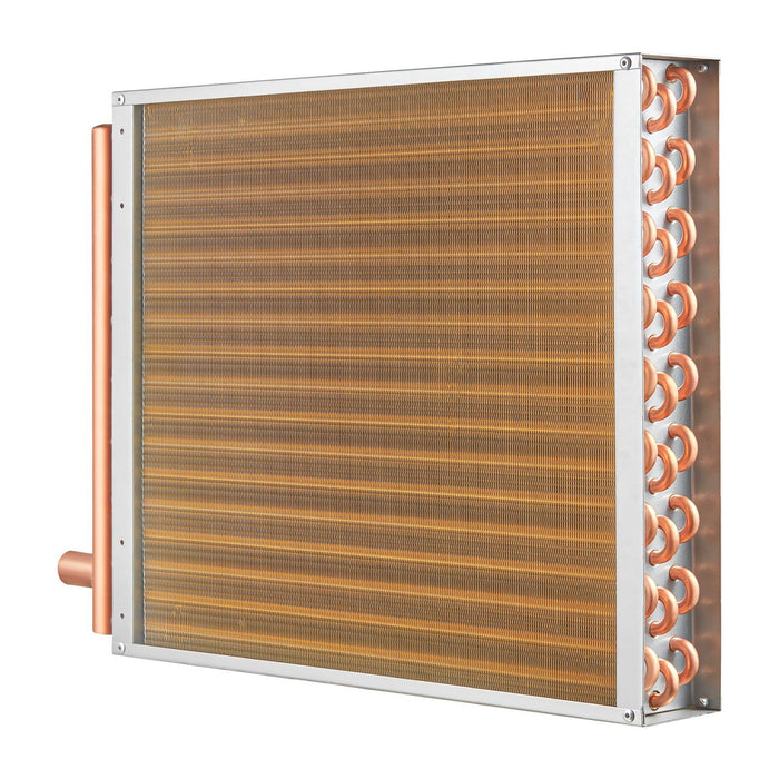 Heat Exchanger Water to Air, 18"x 20" with 3-Row 3/8" Copper Ports, 242 Aluminum Fins Heat Exchanger for Outdoor Wood Furnaces, Residential Heating and Cooling, and Forced Air Heating