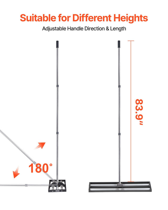 Updated Lawn Leveling Rake with Roller, 30" x 10" Stainless Steel Lawn Leveler with 83.9" Adjustable Handle, Heavy Duty Yard Leveling Rake, Effort Saving Lawn Leveling Tool for Yard Golf Court