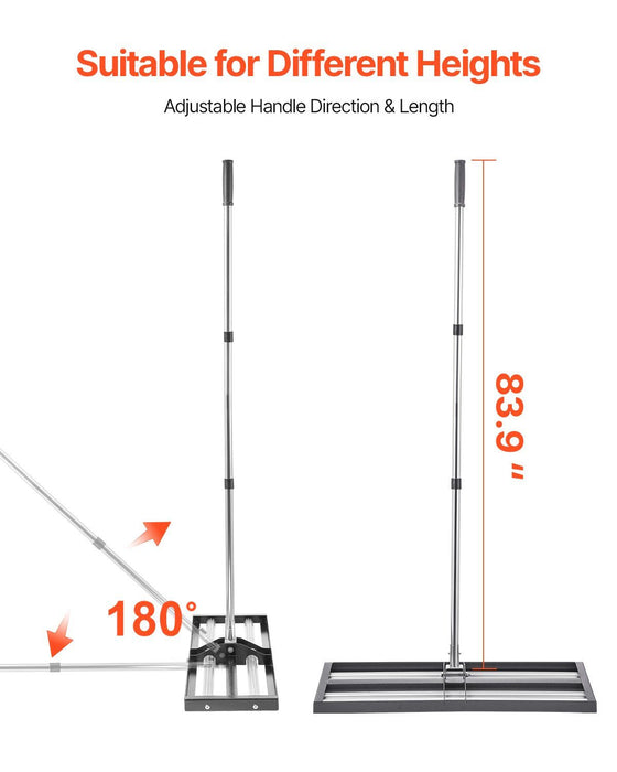 254 x 762 mm Lawn Leveling Rake with 2130 mm Adjustable Handle for Yard Garden