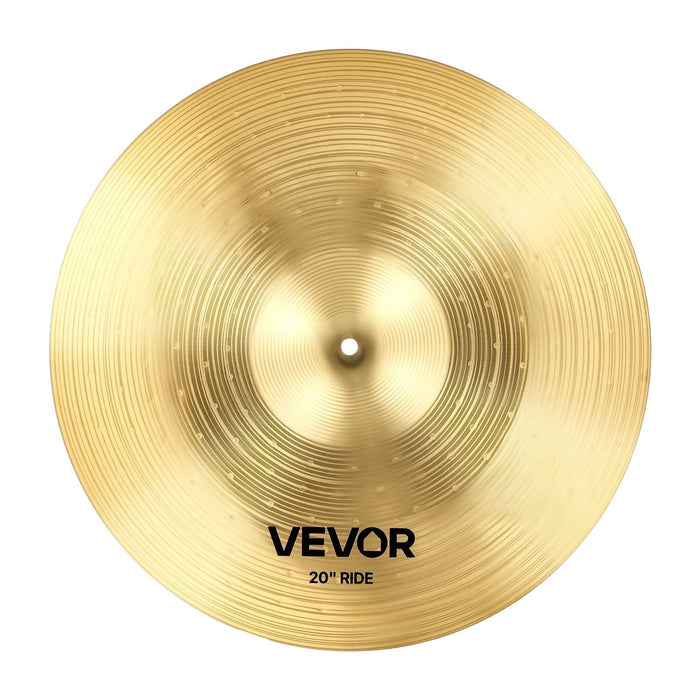 Cymbal Pack, 6 Pieces Cymbals for Drum Set, Alloy Cymbals Drum Set Includes 35.5 cm Hi-Hats, 40 cm Crash, 45.5 cm Crash, 50.5 cm Ride, 25.4 cm Splash, 40 cm China, Drumsticks & Cymbal Bag