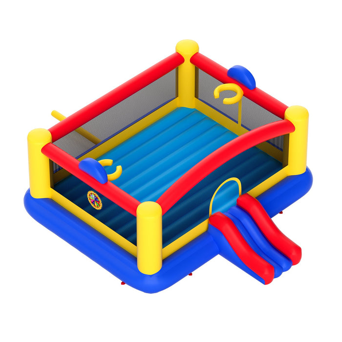 VEVOR Inflatable Bounce House, Outdoor High Quality Playhouse Trampoline, Jumping Bouncer with Blower, Slide, and Storage Bag, Family Backyard Bouncy Castle, for Kid Ages 3_10 Years, 4.5x4.4x2m