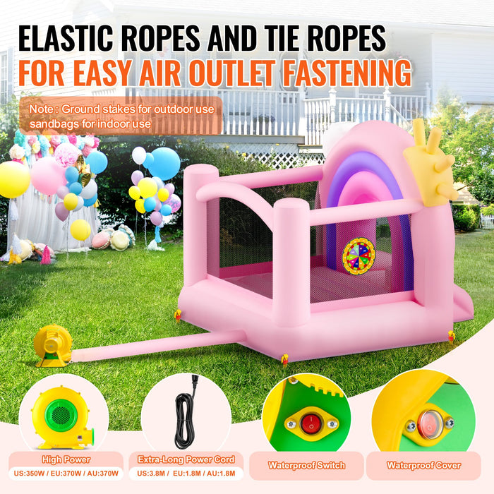 VEVOR Inflatable Bounce House, Indoor Outdoor Playhouse Trampoline, Kid Jumping Bouncer with Blower, Slide, Storage Bag, Family Backyard Bouncy Castle, for Girls Boys Ages 3_8 Years, 2.8x2.3x2.3m