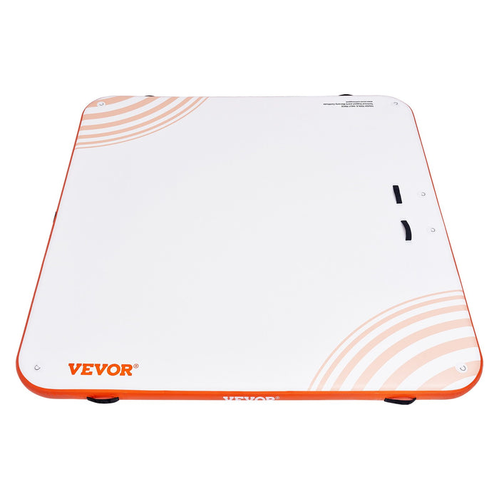 VEVOR Inflatable Floating Dock, 7 x 7FT Inflatable Dock Platform, Non-Slip Water Floating Dock Mat with Portable Carrying Bag & Detachable Ladder, Floating Platform Island Raft for Pool Beach Ocean