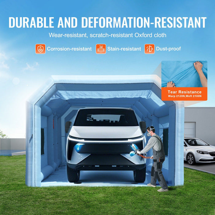 Inflatable Paint Booth, 32.8 x 21 x 14.8 ft Inflatable Spray Booth, with 1100W+750W Powerful Blowers and Air Filter System, Portable Car Paint Booth for Large Truck, Large Van, Large Machinery