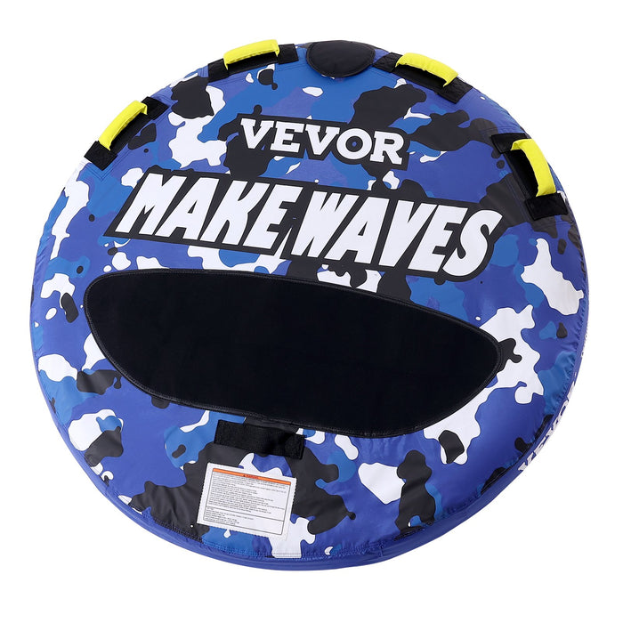 VEVOR Towable Tube for Boating, 1-2 Riders Inflatable Boat Tubes and Towables, 340 lbs, 51.8" Round Water Sport Towable Tube for Boat to Pull, Full Nylon Cover, EVA Grab Handles and Speed Safety Valve
