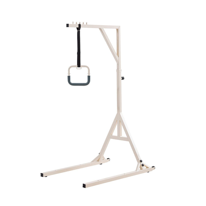 Trapeze Bar for Bed Mobility, Height-Adjustable Bed Trapeze with 2 Casters, 350LBS Weight Capacity Heavy Duty Pull Up Assist Bar with Floor Stand for Elderly, Disabled, Bedridden Patients