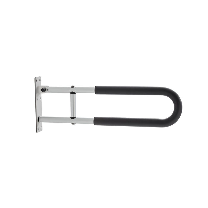 Toilet Safety Rail, 60.5 cm U-Shaped Handicap Grab Bar, Foldable Senior Safety Pole, Flip Up Toilet Grab Bars with Anti-Slip Support Handle, 136 kg Load Capacity for Elderly, Disabled, Pregnant