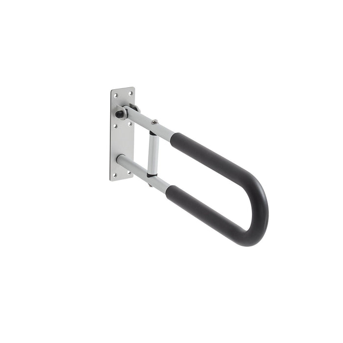 Toilet Safety Rail, 60.5 cm U-Shaped Handicap Grab Bar, Foldable Senior Safety Pole, Flip Up Toilet Grab Bars with Anti-Slip Support Handle, 136 kg Load Capacity for Elderly, Disabled, Pregnant