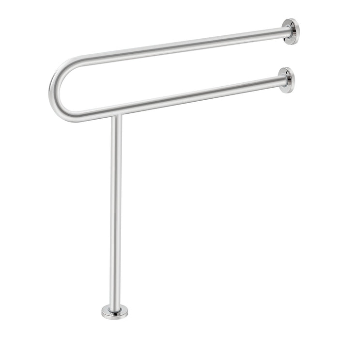 VEVOR Toilet Safety Rail, 80 cm U-Shaped Handicap Grab Bar, 304 Stainless Steel Senior Safety Pole, Toilet Grab Bars with Anti-Slip Handle, 136 kg Load Capacity Security Handrail with Support Leg