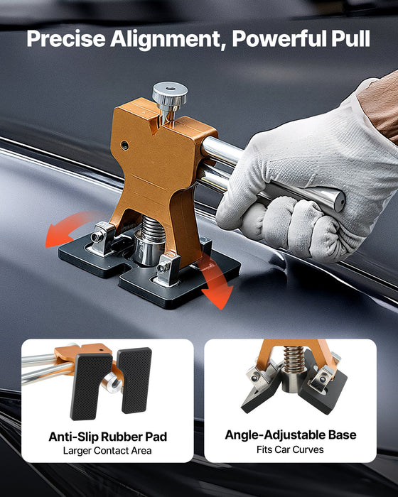 VEVOR Dent Puller Kit, 61 PCS Paintless Dent Removal Kit with Golden Lifter, Slide Hammer T-Bar, Glue Gun, Auto Body Hail Damage Repair Remover Tools for Car Refrigerator Large Small Door Ding Repair